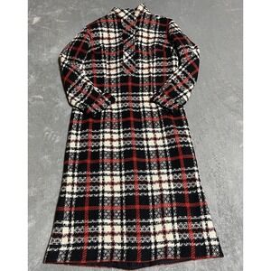 Vintage Mr Mort Dress Womens Plaid Dress Modest 50s 60s Long Sleeve